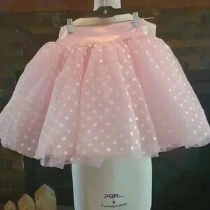 Pink tulle polka-dot skirt